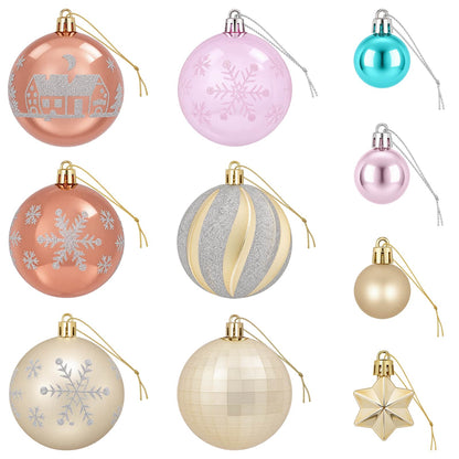 Christmas Ball Set 88 pcs Pink, Gold, Brown and Turquoise