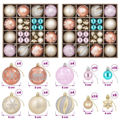 Christmas Ball Set 88 pcs Pink, Gold, Brown and Turquoise