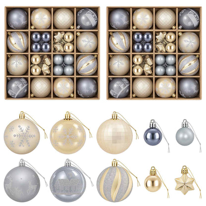 Christmas Ball Set 88 pcs Gold and Grey Ø 6 cm Plastic