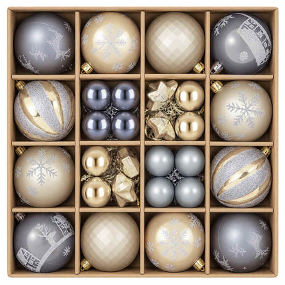 Christmas Ball Set 88 pcs Gold and Grey Ø 6 cm Plastic