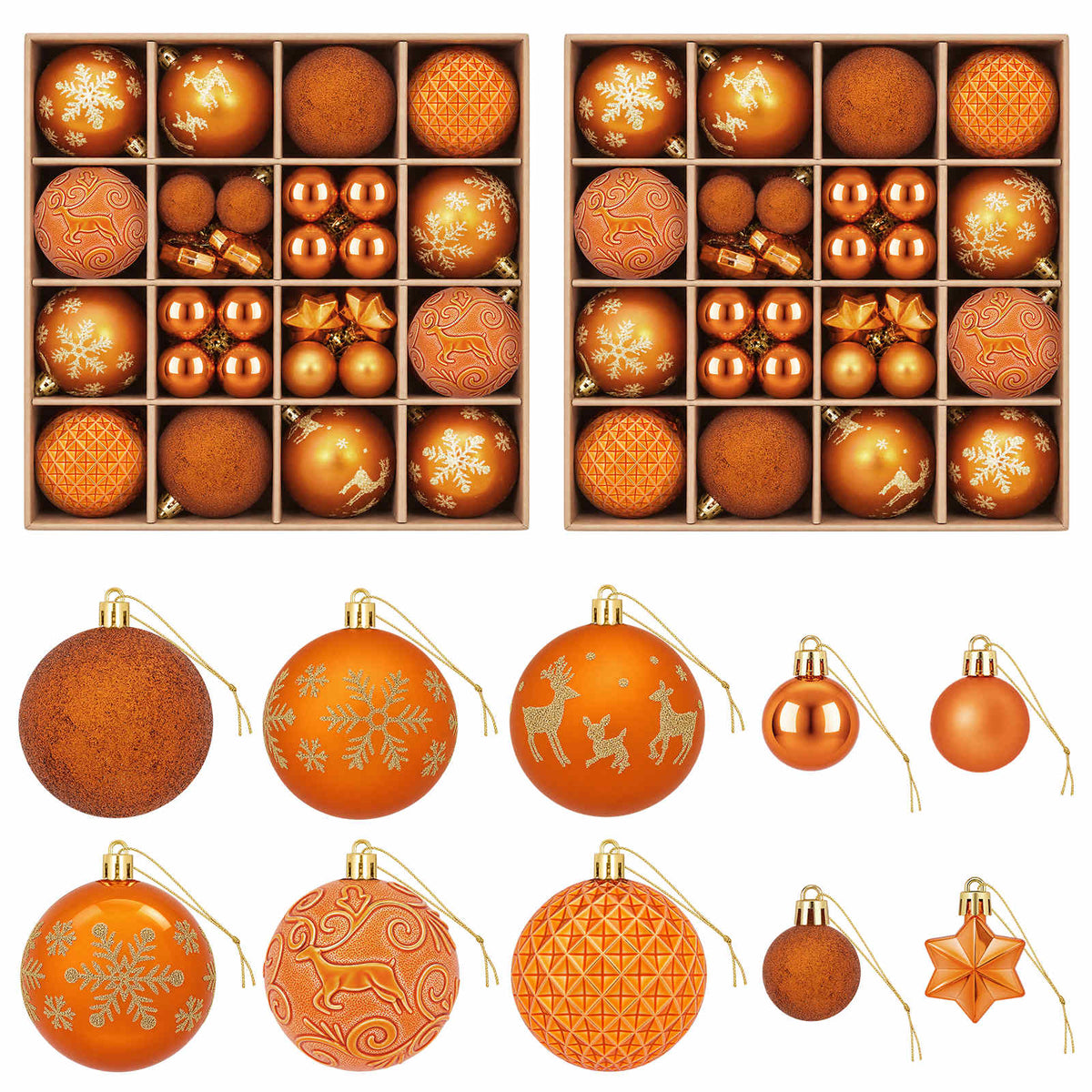 Christmas Ball Set 88 pcs Bronze Ø 6 cm Plastic