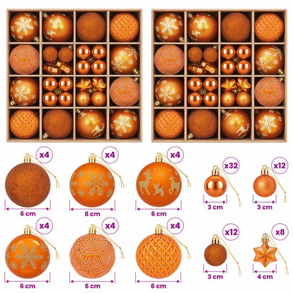 Christmas Ball Set 88 pcs Bronze Ø 6 cm Plastic