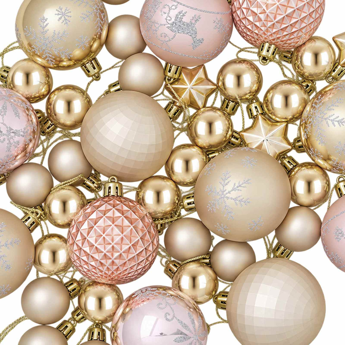 Christmas Ball Set 88 pcs Rose Gold and Gold Ø 6 cm Plastic