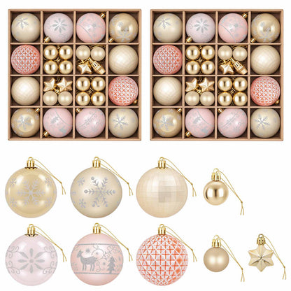 Christmas Ball Set 88 pcs Rose Gold and Gold Ø 6 cm Plastic