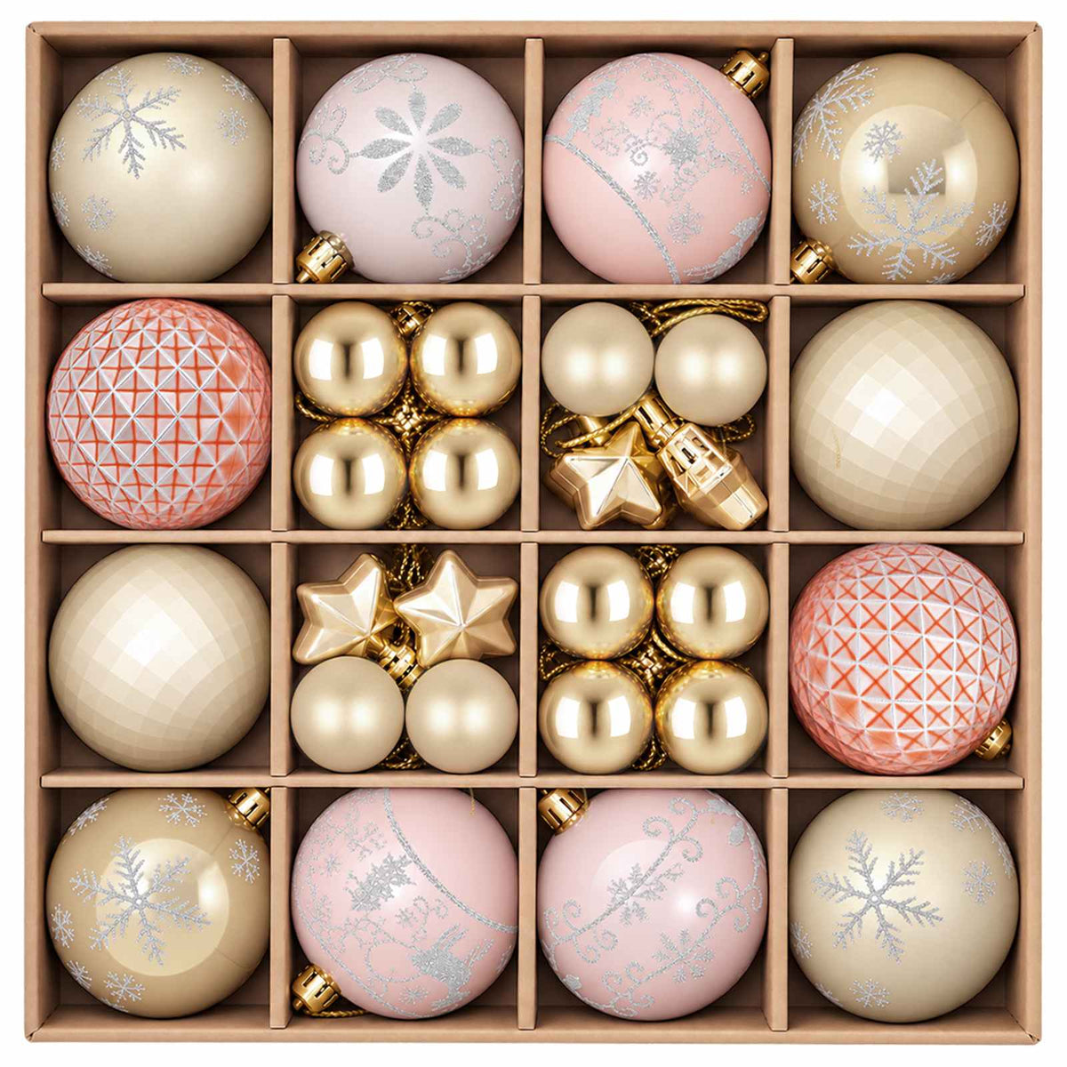 Christmas Ball Set 88 pcs Rose Gold and Gold Ø 6 cm Plastic