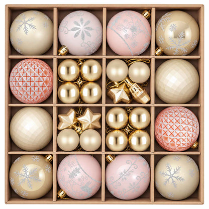 Christmas Ball Set 88 pcs Rose Gold and Gold Ø 6 cm Plastic