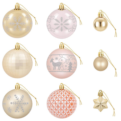 Christmas Ball Set 88 pcs Rose Gold and Gold Ø 6 cm Plastic