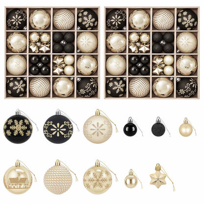 Christmas Ball Set 88 pcs Black and Gold Ø 6 cm Plastic