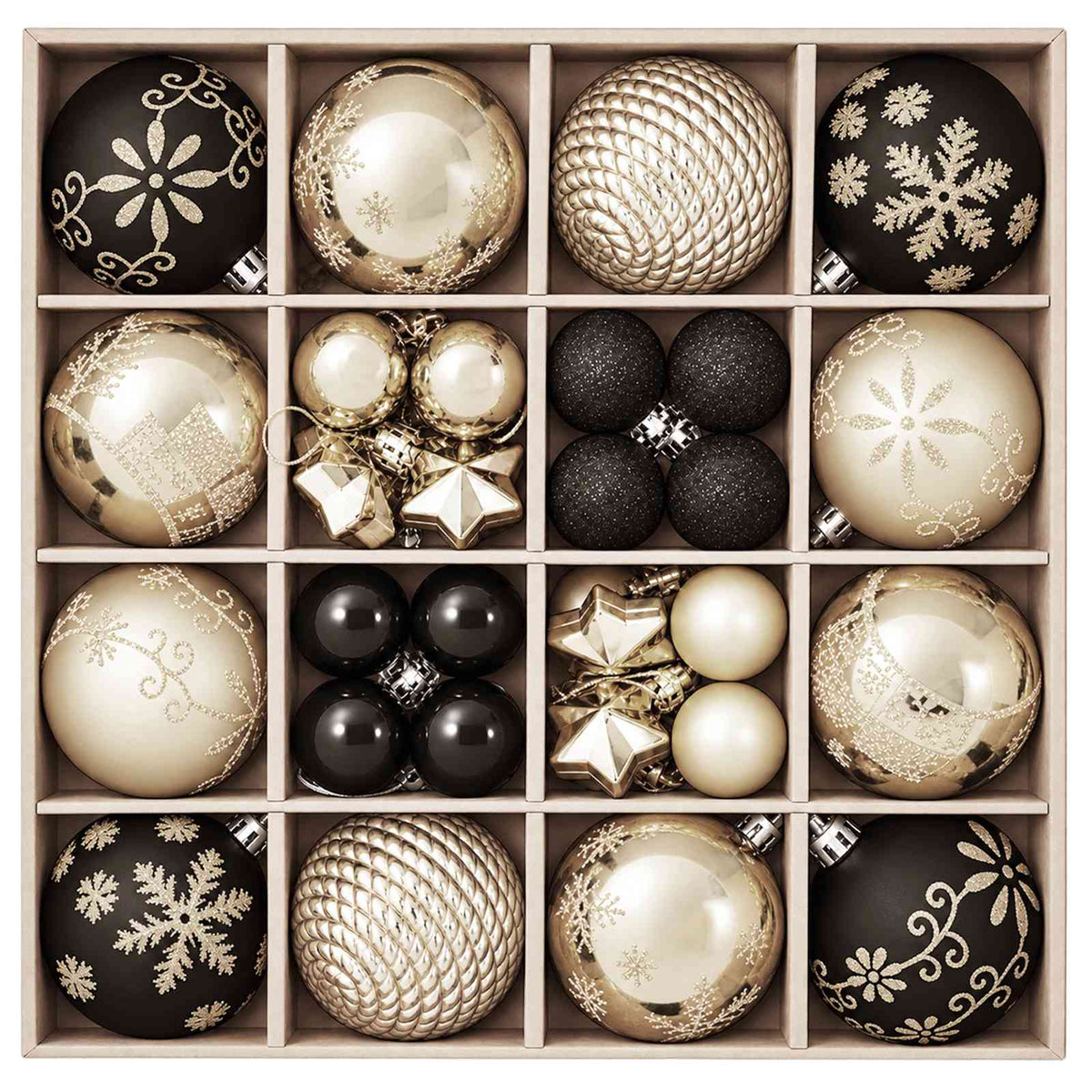 Christmas Ball Set 88 pcs Black and Gold Ø 6 cm Plastic