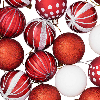 Christmas Ball Set 30 pcs Red and White Ø 6 cm Plastic