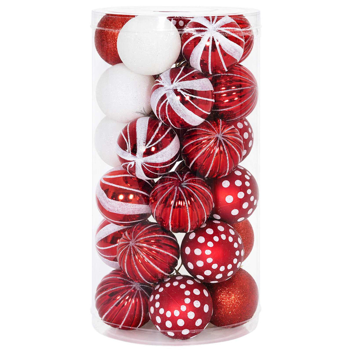 Christmas Ball Set 30 pcs Red and White Ø 6 cm Plastic