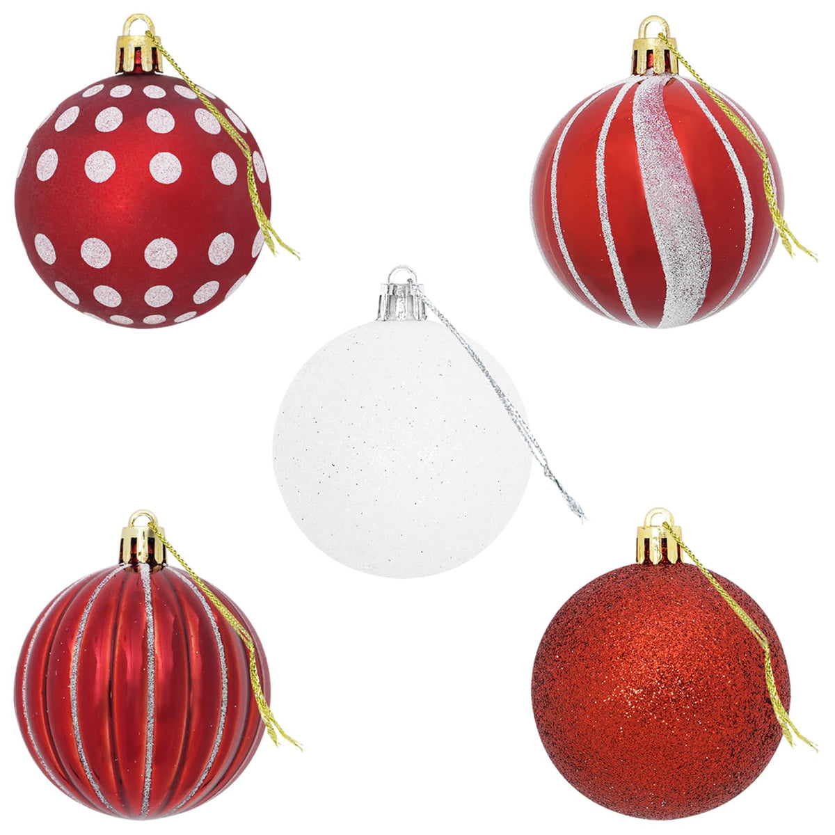 Christmas Ball Set 30 pcs Red and White Ø 6 cm Plastic