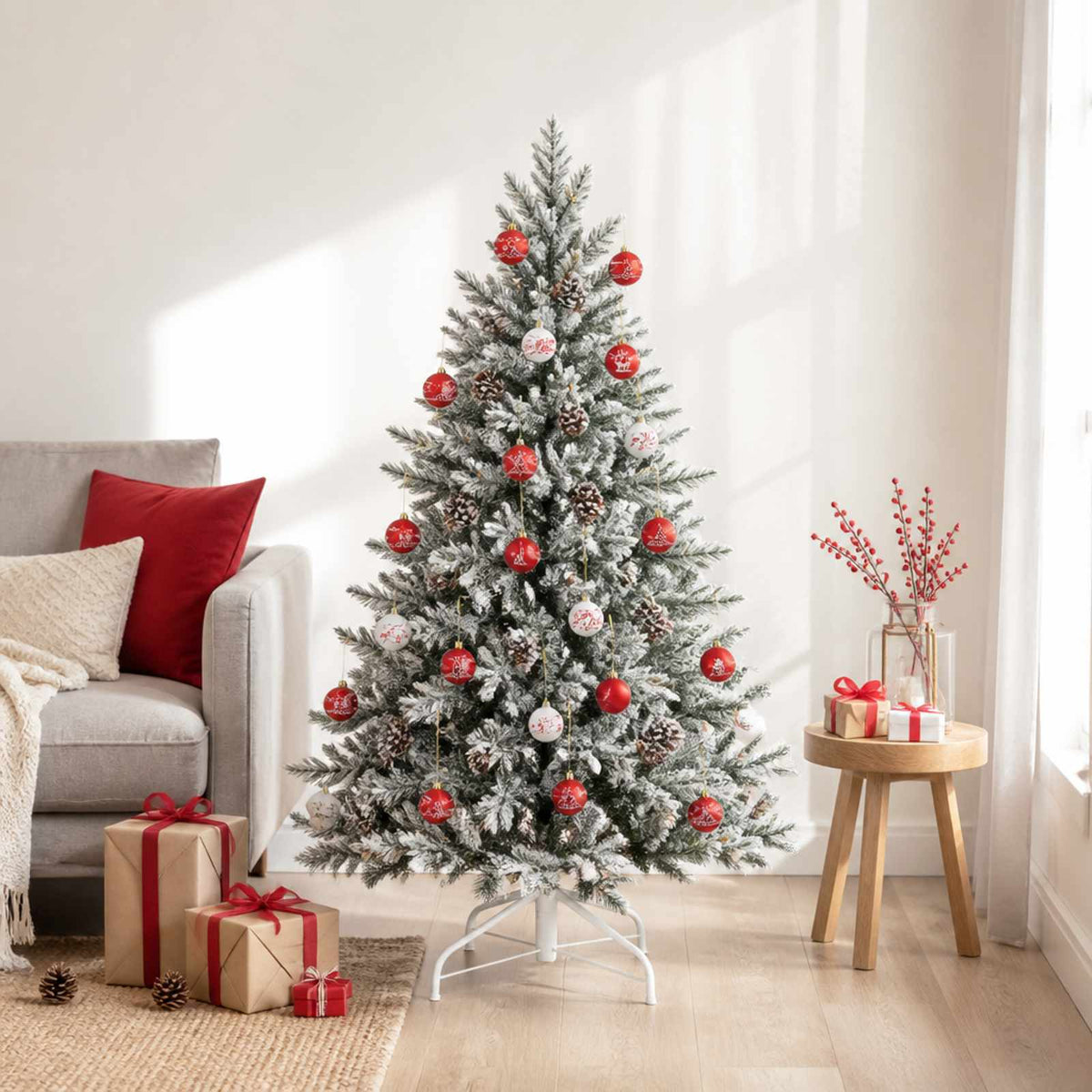 Christmas Ball Set 30 pcs Red and White Ø 6 cm Plastic