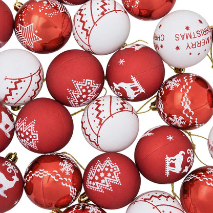 Christmas Ball Set 30 pcs Red and White Ø 6 cm Plastic