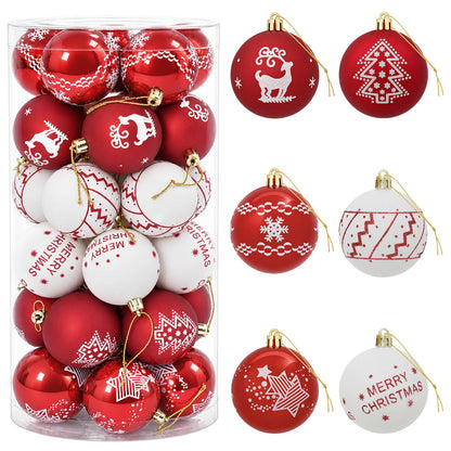 Christmas Ball Set 30 pcs Red and White Ø 6 cm Plastic