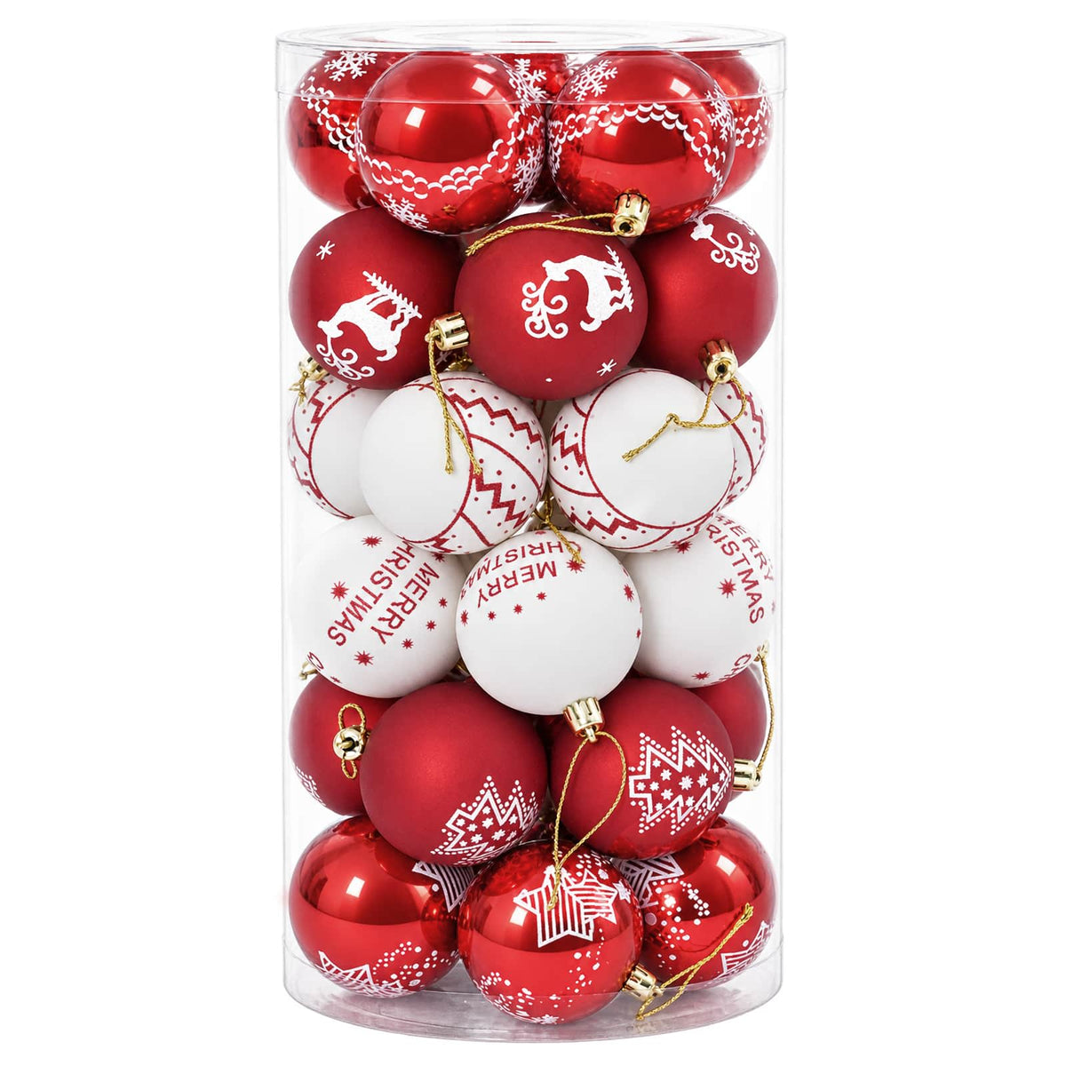 Christmas Ball Set 30 pcs Red and White Ø 6 cm Plastic