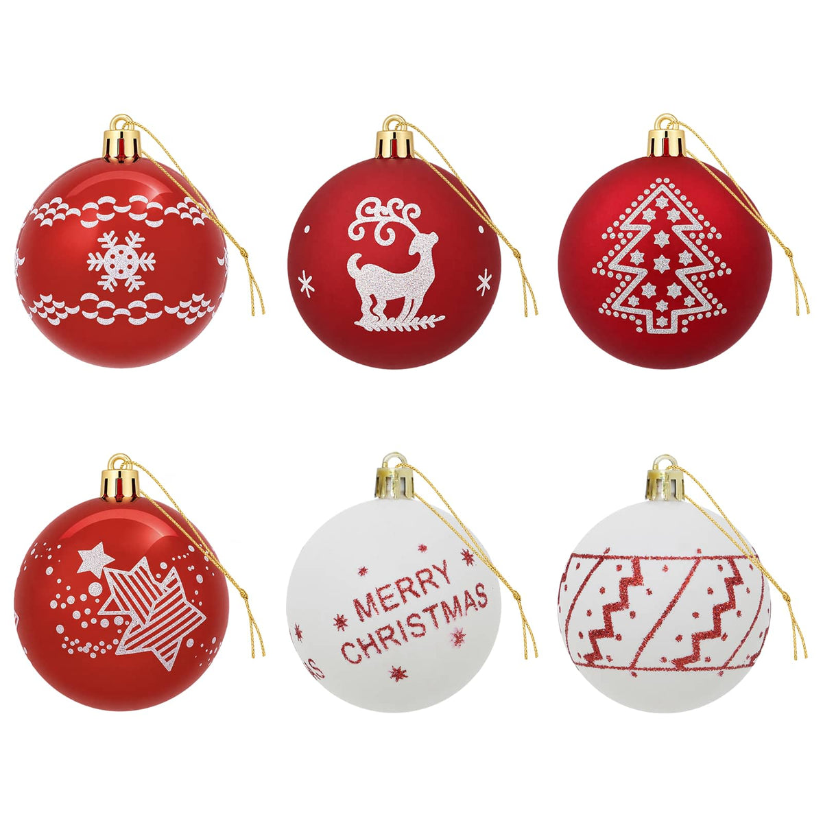 Christmas Ball Set 30 pcs Red and White Ø 6 cm Plastic