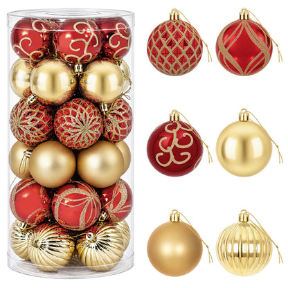 Christmas Ball Set 30 pcs Gold and Red Ø 6 cm Plastic