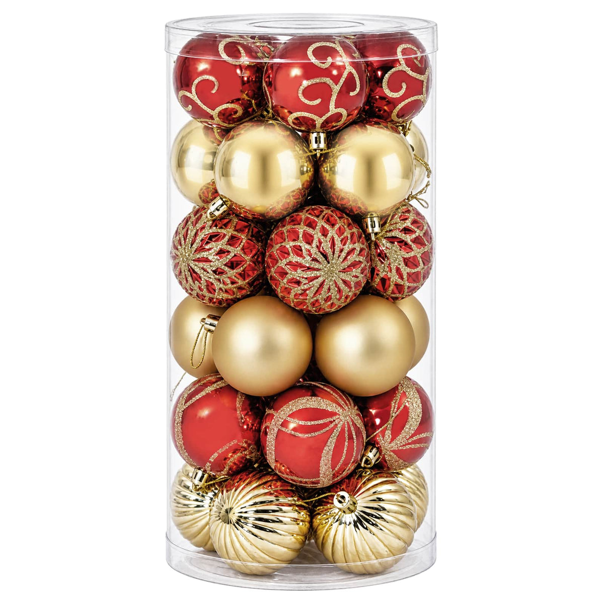 Christmas Ball Set 30 pcs Gold and Red Ø 6 cm Plastic