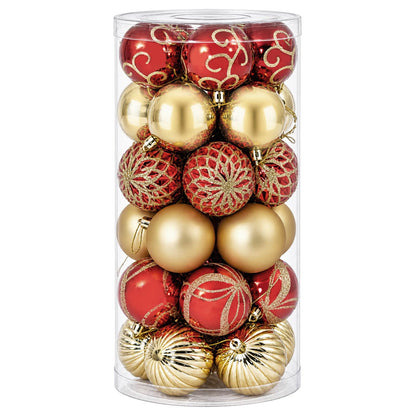 Christmas Ball Set 30 pcs Gold and Red Ø 6 cm Plastic