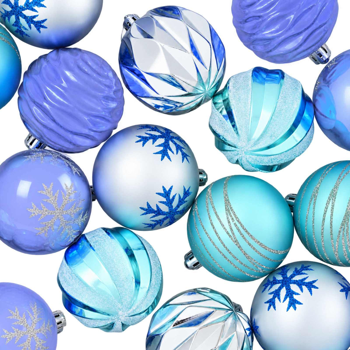 Christmas Ball Set 30 pcs Silver, Blue and Turquoise Ø 6 cm