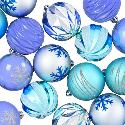 Christmas Ball Set 30 pcs Silver, Blue and Turquoise Ø 6 cm