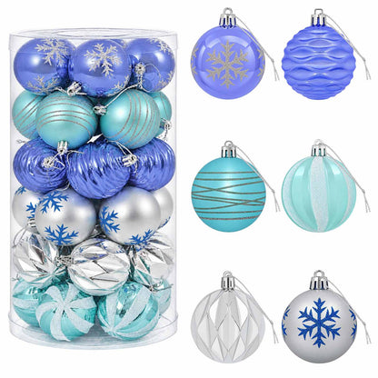Christmas Ball Set 30 pcs Silver, Blue and Turquoise Ø 6 cm