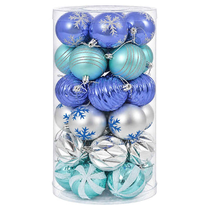 Christmas Ball Set 30 pcs Silver, Blue and Turquoise Ø 6 cm