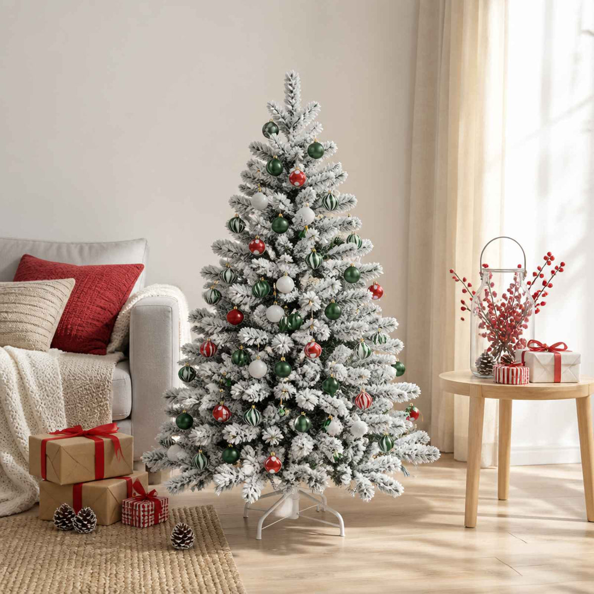 Christmas Ball Set 30 pcs White, Red and Green Ø 6 cm Plastic