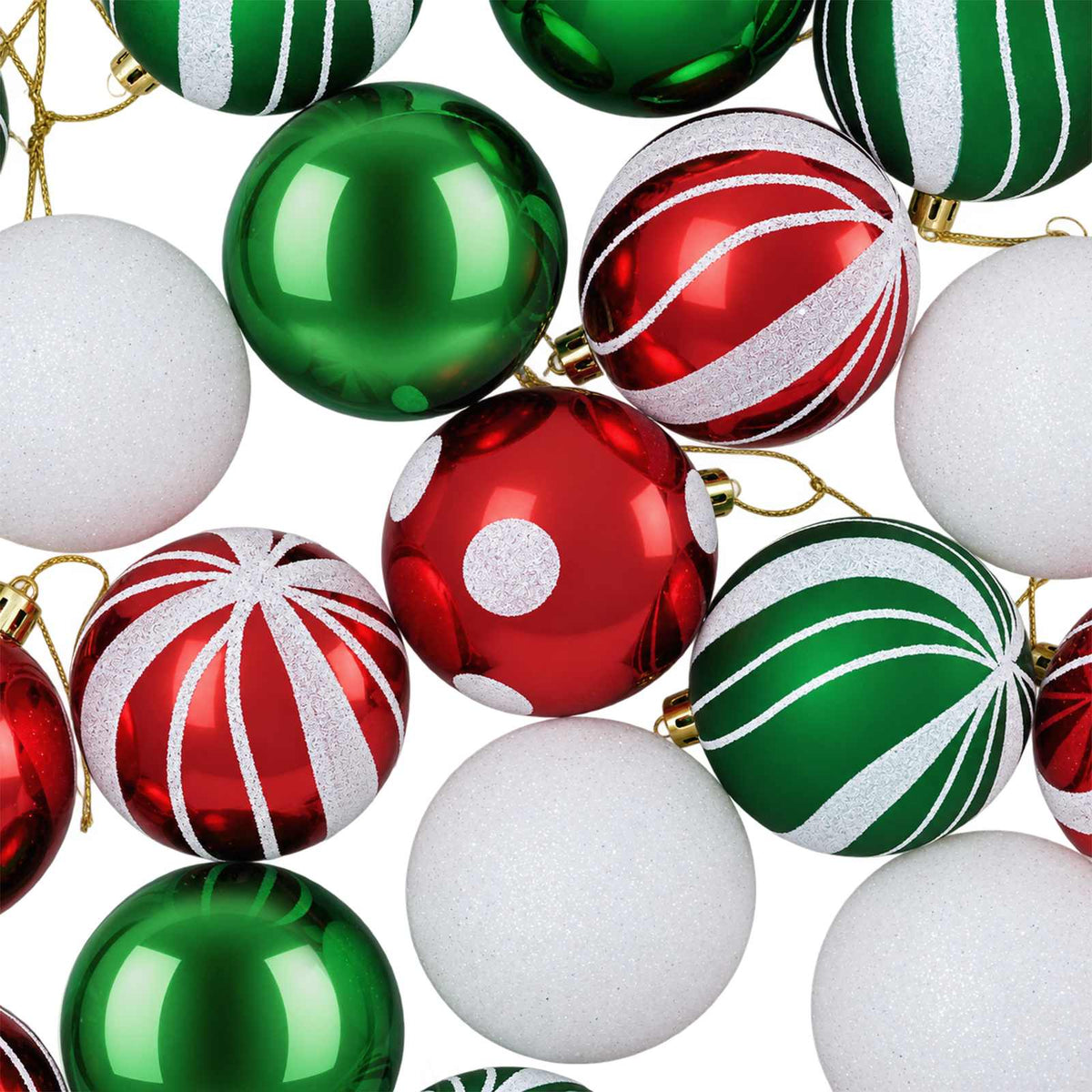 Christmas Ball Set 30 pcs White, Red and Green Ø 6 cm Plastic