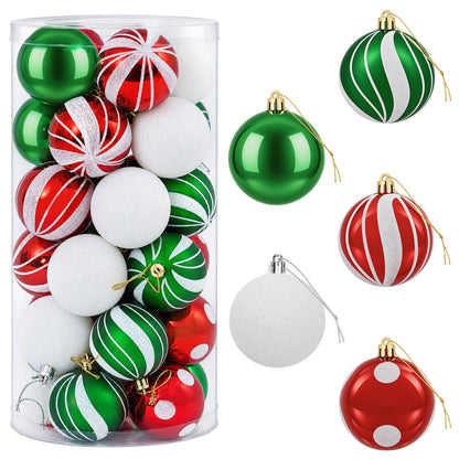 Christmas Ball Set 30 pcs White, Red and Green Ø 6 cm Plastic