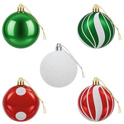 Christmas Ball Set 30 pcs White, Red and Green Ø 6 cm Plastic