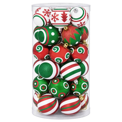 Christmas Ball Set 30 pcs White, Red and Green Ø 6 cm Plastic