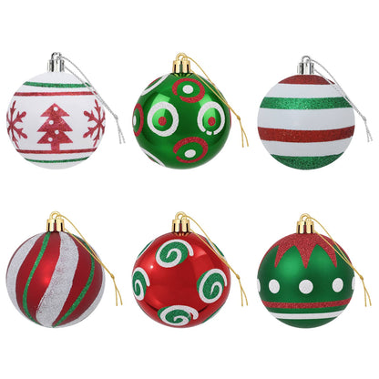Christmas Ball Set 30 pcs White, Red and Green Ø 6 cm Plastic