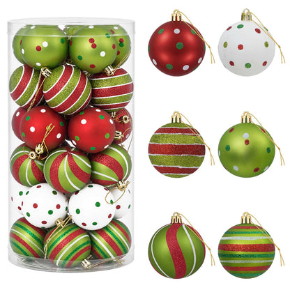 Christmas Ball Set 30 pcs White, Red and Light Green Ø 6 cm