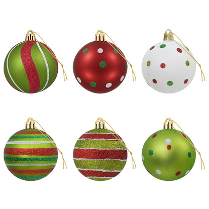 Christmas Ball Set 30 pcs White, Red and Light Green Ø 6 cm