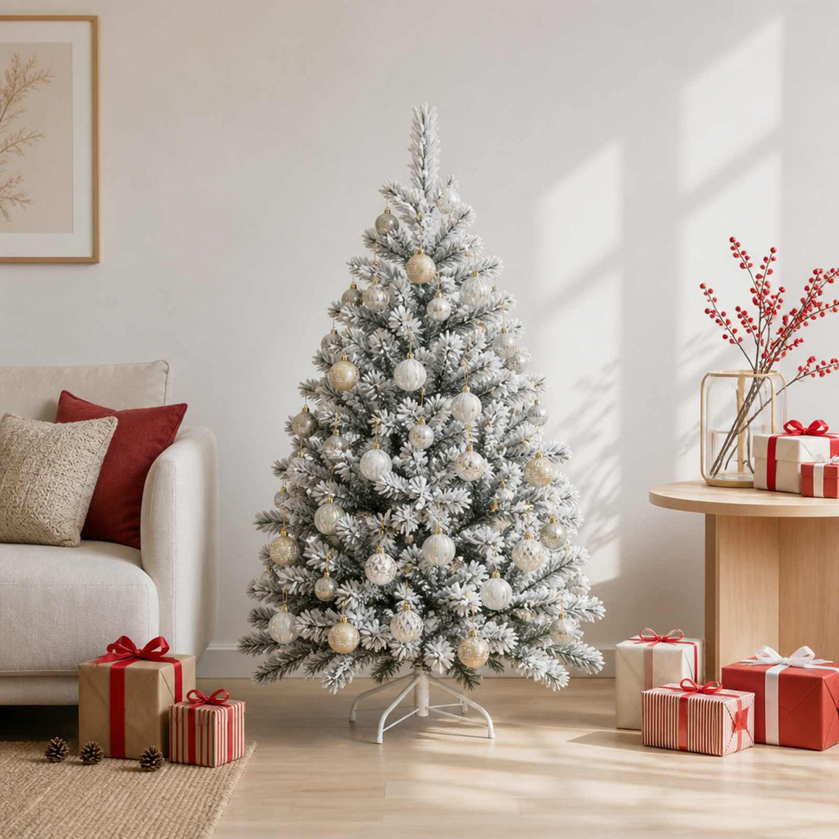 Christmas Ball Set 30 pcs Gold and White Ø 6 cm Plastic