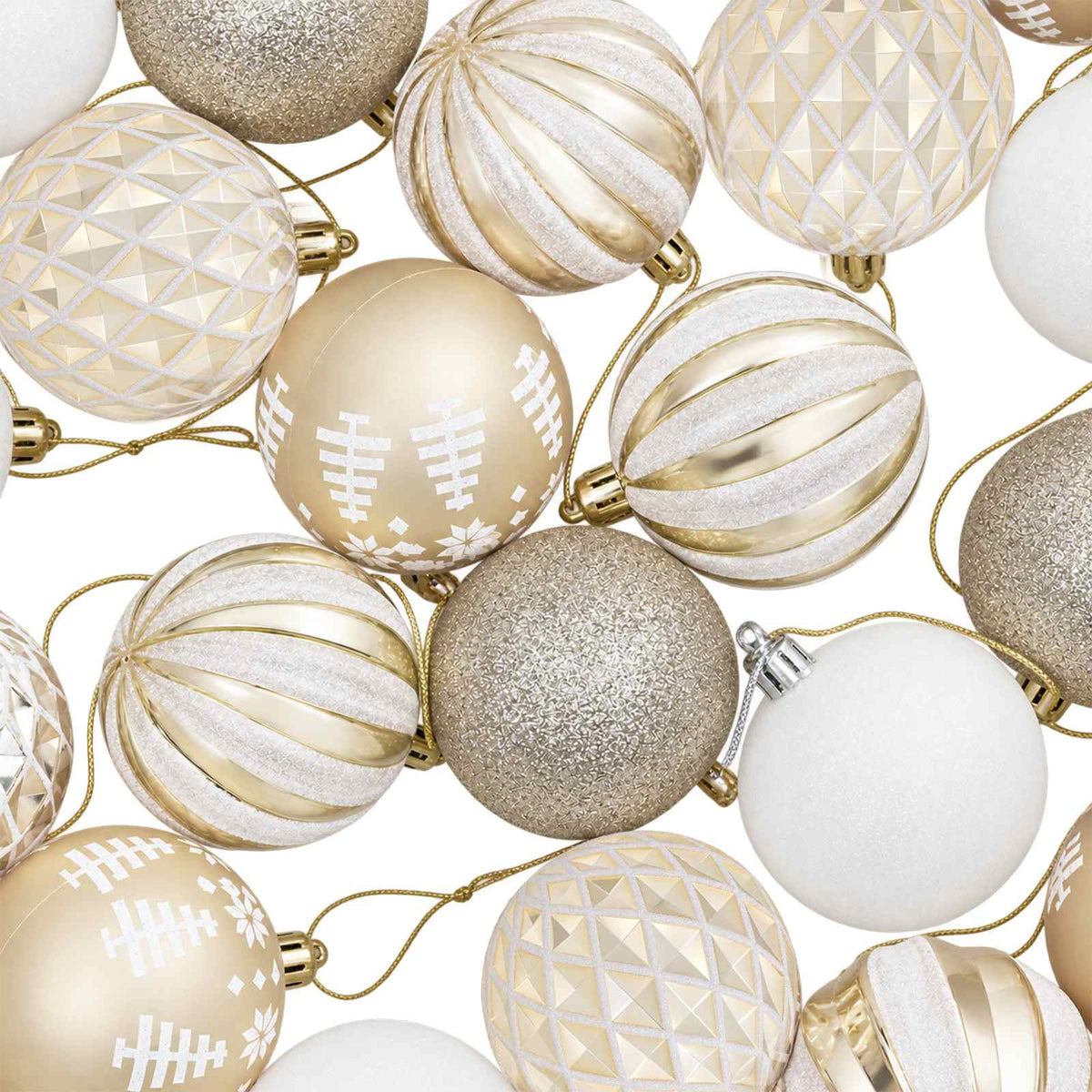 Christmas Ball Set 30 pcs Gold and White Ø 6 cm Plastic