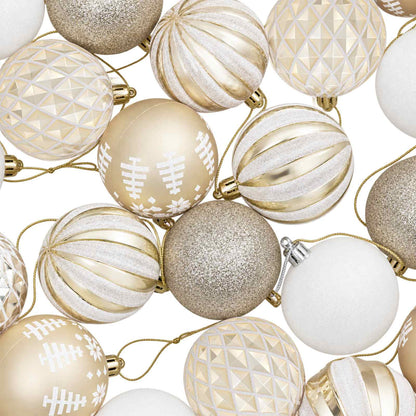 Christmas Ball Set 30 pcs Gold and White Ø 6 cm Plastic