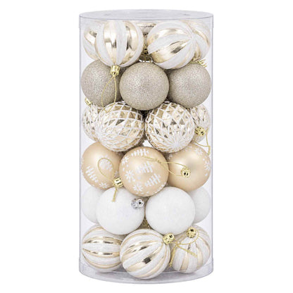 Christmas Ball Set 30 pcs Gold and White Ø 6 cm Plastic