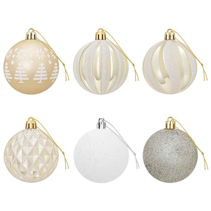 Christmas Ball Set 30 pcs Gold and White Ø 6 cm Plastic