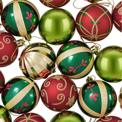 Christmas Ball Set 30 pcs Red, Green and Gold Ø 6 cm Plastic