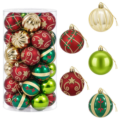 Christmas Ball Set 30 pcs Red, Green and Gold Ø 6 cm Plastic