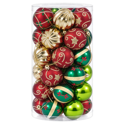 Christmas Ball Set 30 pcs Red, Green and Gold Ø 6 cm Plastic