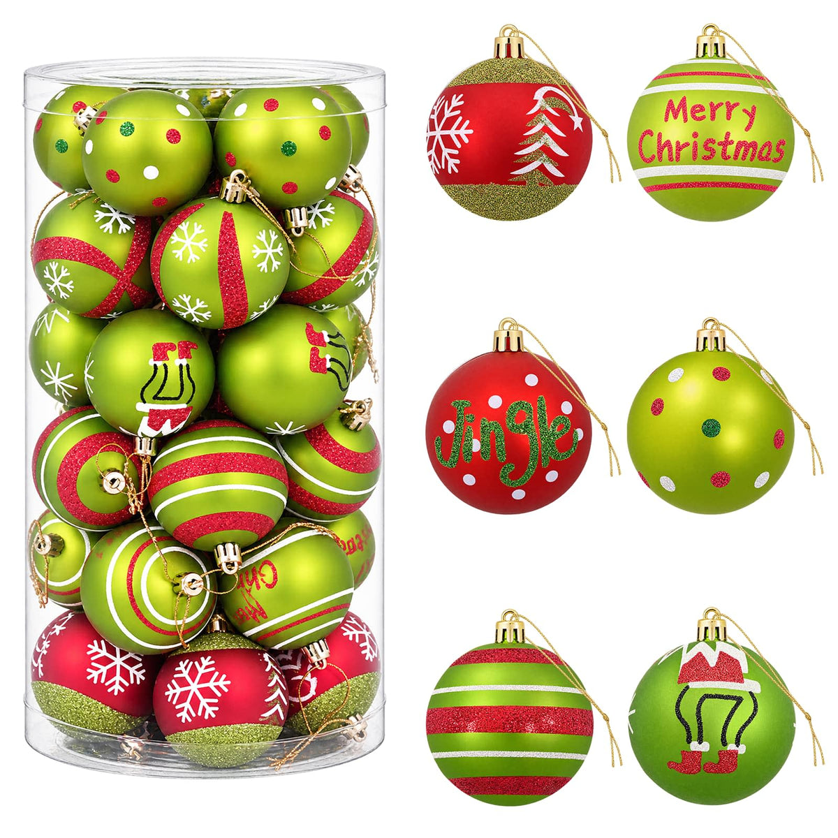 Christmas Ball Set 30 pcs Light Green Ø 6 cm Plastic