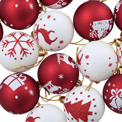 Christmas Ball Set 32 pcs Red and White Ø 6 cm Plastic
