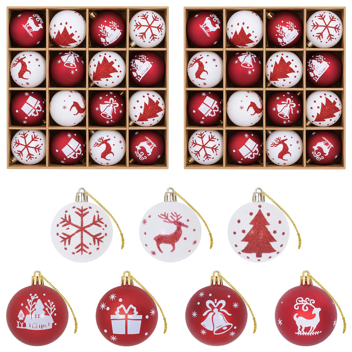 Christmas Ball Set 32 pcs Red and White Ø 6 cm Plastic