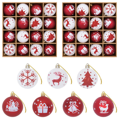 Christmas Ball Set 32 pcs Red and White Ø 6 cm Plastic