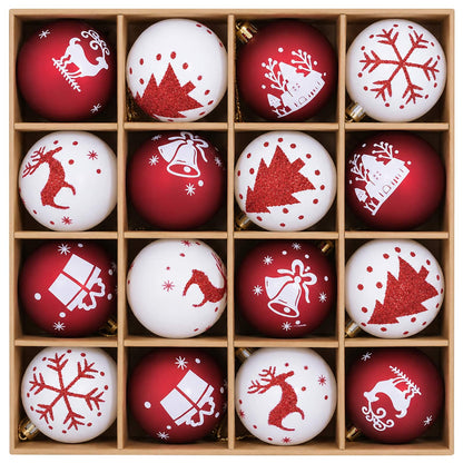 Christmas Ball Set 32 pcs Red and White Ø 6 cm Plastic