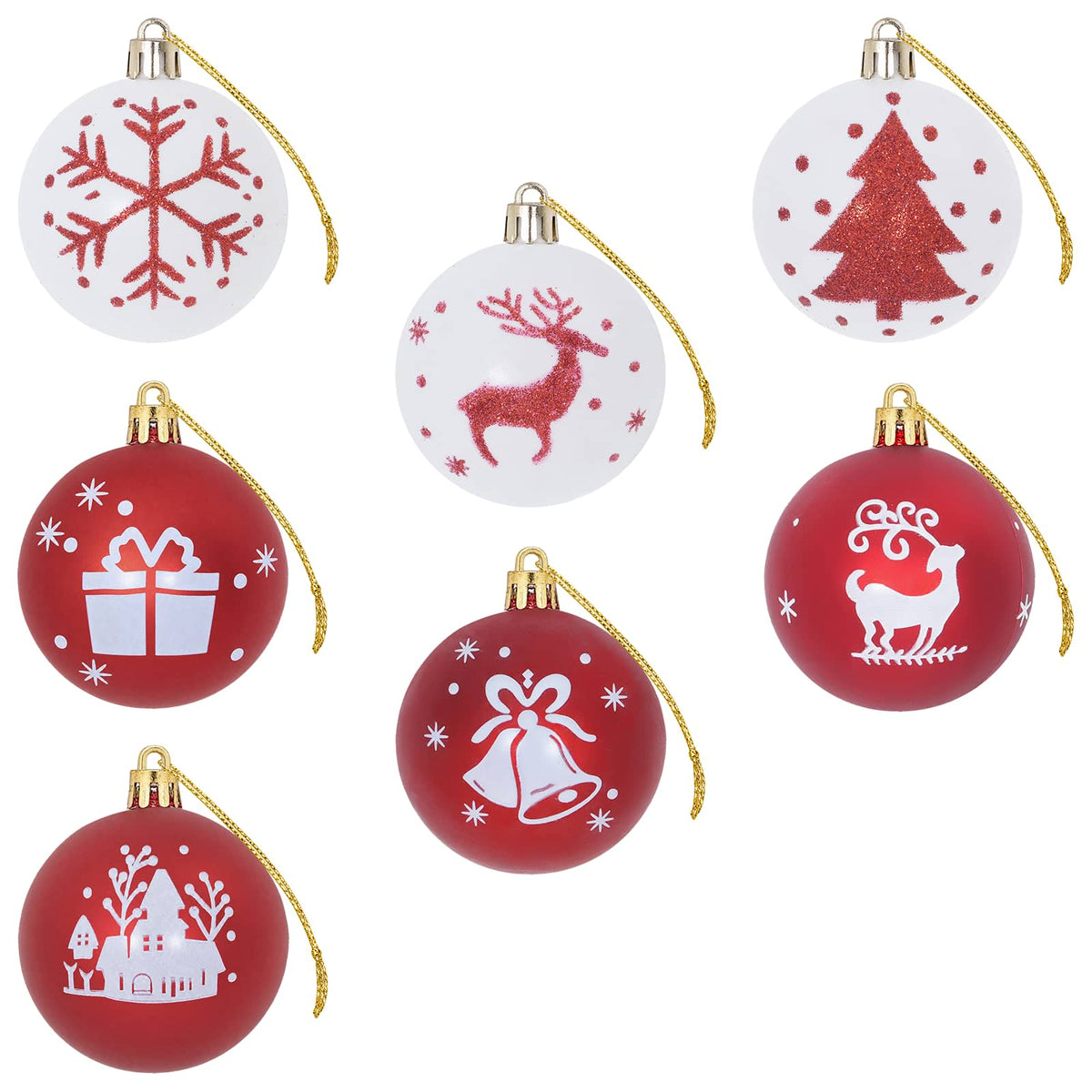 Christmas Ball Set 32 pcs Red and White Ø 6 cm Plastic